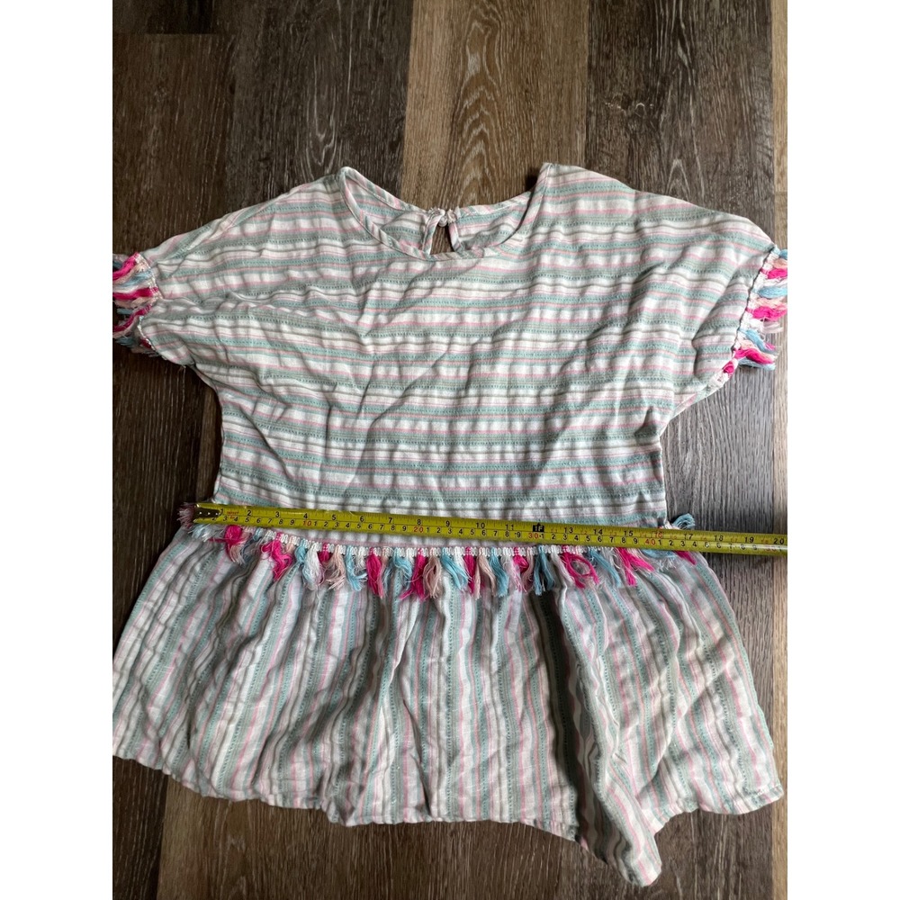 Striped Tassel Peplum Top Womens Small Multicolor Excellent Boho S - Picture 3 of 7